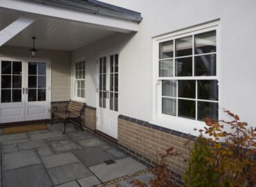 external view of sash window.