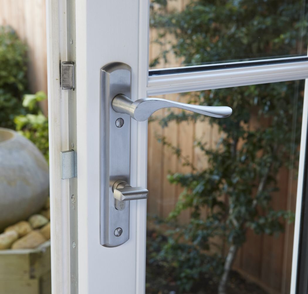 lever handle on door.
