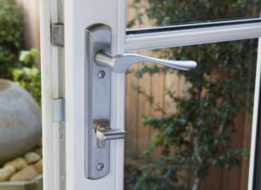 lever handle on door.
