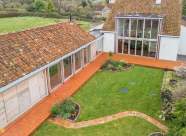 high view of garden showcasing aluminium windows and doors by QBD.